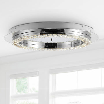 Cristal Integrated Iron/Crystal Glam LED Flush Mount - JONATHAN Y